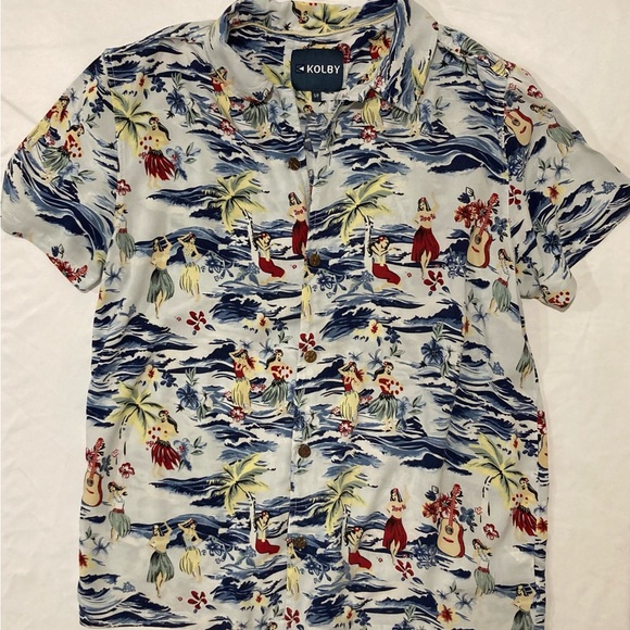 Kolby men’s S/P 100% rayon Hawaiian button up shirt - Picture 1 of 2
